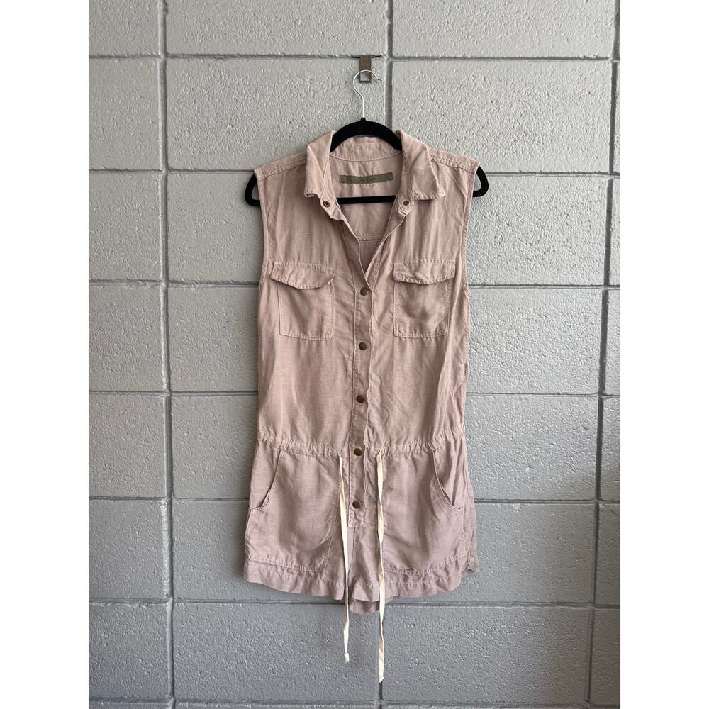 Enza Costa Linen Blend Cargo Romper in Gray Size 1 - Picture 2 of 5